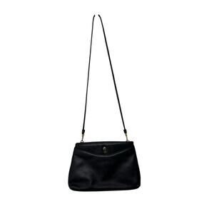 Etienne Aigner Black Leather Clutch Crossbody Purse Pocketbook Gold Hardware